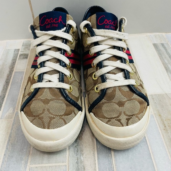 Coach sneakers classic Folly signature logo size womwens 6.5 canvas shoes - Picture 2 of 14
